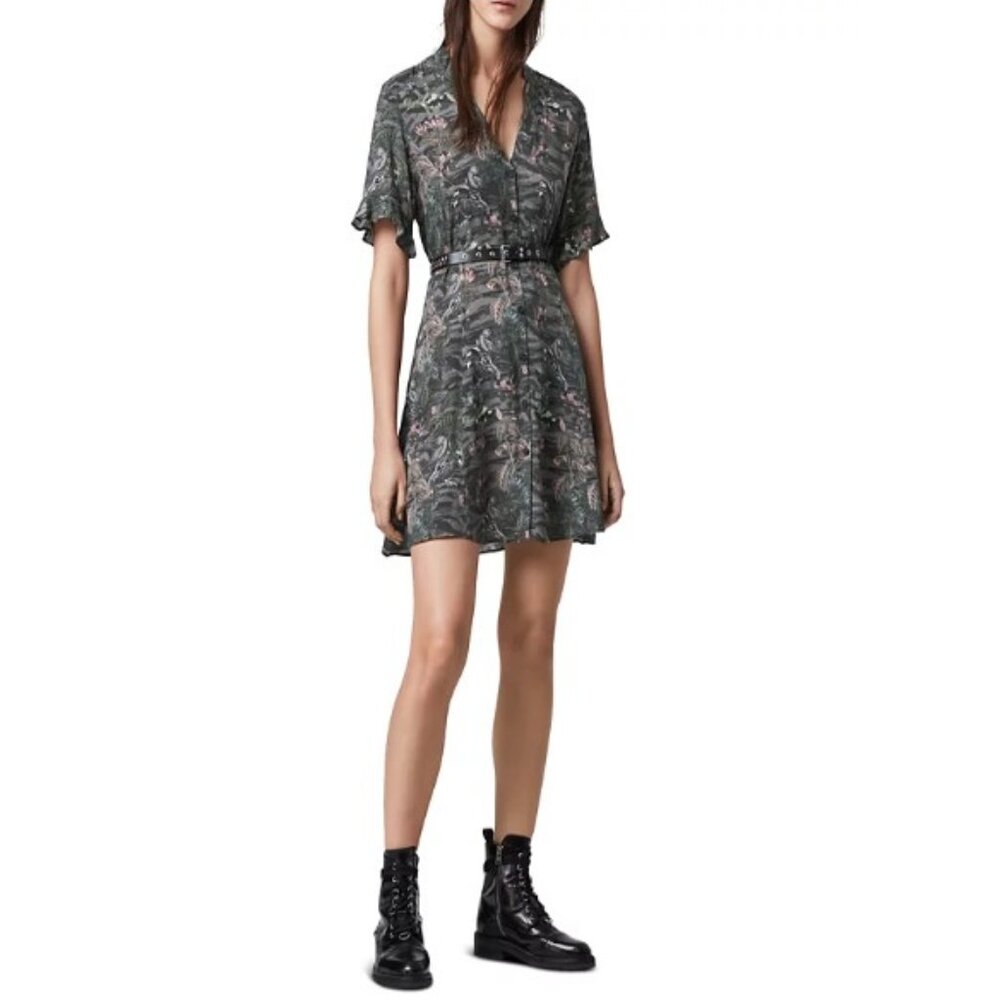 All Saints Fay Paradeep Tropical Print Mini Dress